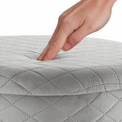 TECTAKE Pouf Coffre De Rangement Aspect Velours COCO Matelassé - Tabouret Bas, Tabouret Design, Petit Tabouret - Gris Clair -TECTAKE Soldes 2022 33239335 5