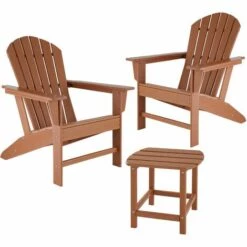 TECTAKE Lot De 2 Chaises De Jardin JANIS Avec Table KAMALA - Fauteuil De Jardin, Fauteuil Extérieur, Chaise Extérieur - Marron