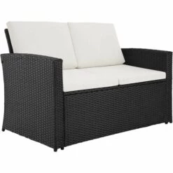 TECTAKE Salon Bas De Jardin LUCQUES 4 Places - Mobilier De Jardin, Meuble De Jardin, Ensemble Table Et Chaises De Jardin - Noir -TECTAKE Soldes 2022 36496732 4