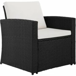TECTAKE Salon Bas De Jardin LUCQUES 4 Places - Mobilier De Jardin, Meuble De Jardin, Ensemble Table Et Chaises De Jardin - Noir -TECTAKE Soldes 2022 36496732 5