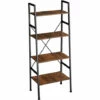 TECTAKE Etagère échelle NEWCASTLE Style Industriel 57,5 X 35,5 X 139 Cm - Bibliothèque, Etagere Bois, Bibliothèque Meuble - Bois Foncé Industriel