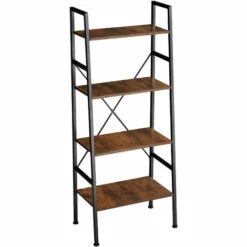 TECTAKE Etagère échelle NEWCASTLE Style Industriel 57,5 X 35,5 X 139 Cm - Bibliothèque, Etagere Bois, Bibliothèque Meuble - Bois Foncé Industriel