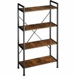 TECTAKE Etagère Bibliothèque LEEDS Style Industriel 67,5 X 31,5 X 121,5 Cm - Bibliothèque, Etagere Bois, Bibliothèque Meuble - Bois Foncé Industriel