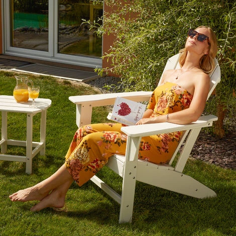 TECTAKE Chaise De Jardin Avec Table - Fauteuil De Jardin, Fauteuil Extérieur, Chaise Extérieur - Marron 4 TECTAKE Chaise De Jardin Avec Table - Fauteuil De Jardin, Fauteuil Extérieur, Chaise Extérieur - Marron – Image 2