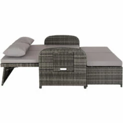 TECTAKE Canapé De Jardin CRETE 2 Places Avec Housse De Protection - Table De Jardin, Mobilier De Jardin, Fauteuil De Jardin - Gris -TECTAKE Soldes 2022 39773608 4