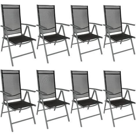 TECTAKE Lot De 8 Chaises De Jardin Pliantes En Aluminium - Lot De 8 Fauteuils De Jardin, Fauteuils Exterieur, Chaises Exterieur - Noir/anthracite 3 TECTAKE Lot De 8 Chaises De Jardin Pliantes En Aluminium - Lot De 8 Fauteuils De Jardin, Fauteuils Exterieur, Chaises Exterieur - Noir/anthracite
