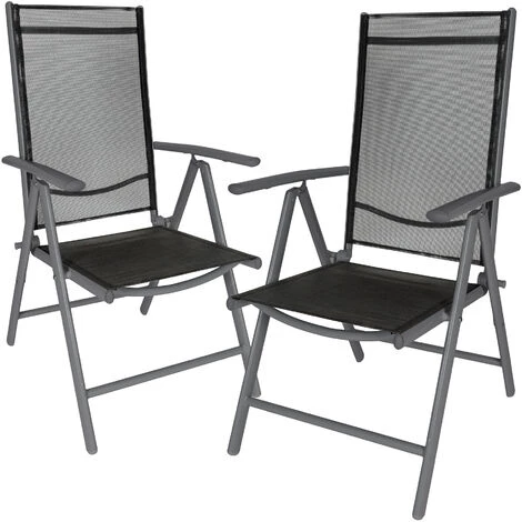 TECTAKE Lot De 8 Chaises De Jardin Pliantes En Aluminium - Lot De 8 Fauteuils De Jardin, Fauteuils Exterieur, Chaises Exterieur - Noir/anthracite 4 TECTAKE Lot De 8 Chaises De Jardin Pliantes En Aluminium - Lot De 8 Fauteuils De Jardin, Fauteuils Exterieur, Chaises Exterieur - Noir/anthracite – Image 2