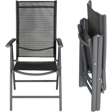 TECTAKE Lot De 8 Chaises De Jardin Pliantes En Aluminium - Lot De 8 Fauteuils De Jardin, Fauteuils Exterieur, Chaises Exterieur - Noir/anthracite 5 TECTAKE Lot De 8 Chaises De Jardin Pliantes En Aluminium - Lot De 8 Fauteuils De Jardin, Fauteuils Exterieur, Chaises Exterieur - Noir/anthracite – Image 3