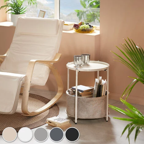 TECTAKE Table D’appoint CANTERBURY 45,5x45,5x53cm - Table D'appoint Ronde, Table à Plateau, Table De Salon - Crème 4 TECTAKE Table D’appoint CANTERBURY 45,5x45,5x53cm - Table D'appoint Ronde, Table à Plateau, Table De Salon - Crème – Image 2