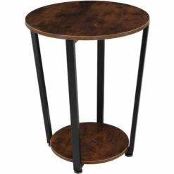 TECTAKE Table D’appoint SWINDON 50x62,5cm - Table D'appoint De Style Industriel, Table Basse, Table De Canapé - Bois Foncé Industriel