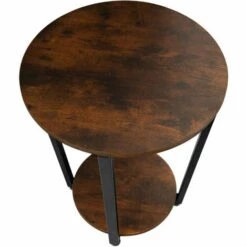 TECTAKE Table D’appoint SWINDON 50x62,5cm - Table D'appoint De Style Industriel, Table Basse, Table De Canapé - Bois Foncé Industriel -TECTAKE Soldes 2022 47189654 3