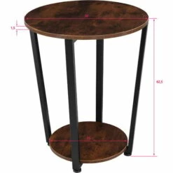 TECTAKE Table D’appoint SWINDON 50x62,5cm - Table D'appoint De Style Industriel, Table Basse, Table De Canapé - Bois Foncé Industriel -TECTAKE Soldes 2022 47189654 4