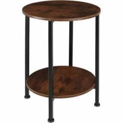 TECTAKE Table D’appoint BALLINA 45x64cm - Table D'appoint De Style Industriel, Table Basse, Table De Canapé - Bois Foncé Industriel