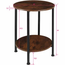 TECTAKE Table D’appoint BALLINA 45x64cm - Table D'appoint De Style Industriel, Table Basse, Table De Canapé - Bois Foncé Industriel -TECTAKE Soldes 2022 47189666 4