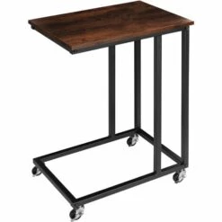 TECTAKE Table D’appoint LUTON 48x35x70cm - Table D’appoint De Style Industriel, Table Basse, Table De Canapé - Bois Foncé Industriel