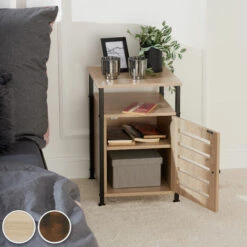 TECTAKE Armoire D’appoint CORK Meuble De Rangement Style Vintage 40,5x40,5x60,5cm - Armoire D’appoint, Table De Chevet, Armoire De Chevet - Bois Foncé Industriel -TECTAKE Soldes 2022 47189699 3