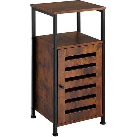 TECTAKE Armoire D’appoint DURHAM Meuble De Rangement Style Vintage 38,5x31,5x81cm - Armoire D’appoint, Table De Chevet, Armoire De Chevet - Bois Foncé Industriel 3 TECTAKE Armoire D’appoint DURHAM Meuble De Rangement Style Vintage 38,5x31,5x81cm - Armoire D’appoint, Table De Chevet, Armoire De Chevet - Bois Foncé Industriel
