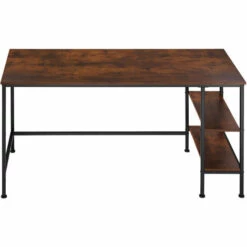 TECTAKE Bureau Informatique DONEGAL 140x60x76,5cm - Bureau, Table Pour Ordinateur, Table De Bureau - Bois Foncé Industriel -TECTAKE Soldes 2022 47189719 4