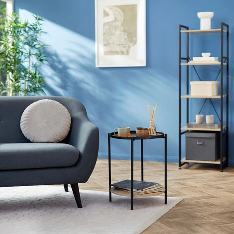 TECTAKE Table D’appoint SUNDERLAND 45,5x54,5cm - Table D’appoint Ronde, Table à Plateau, Table De Salon - Bois Foncé Industriel 4 TECTAKE Table D’appoint SUNDERLAND 45,5x54,5cm - Table D’appoint Ronde, Table à Plateau, Table De Salon - Bois Foncé Industriel – Image 2