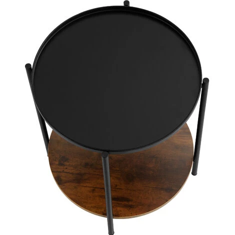 TECTAKE Table D’appoint SUNDERLAND 45,5x54,5cm - Table D’appoint Ronde, Table à Plateau, Table De Salon - Bois Foncé Industriel 5 TECTAKE Table D’appoint SUNDERLAND 45,5x54,5cm - Table D’appoint Ronde, Table à Plateau, Table De Salon - Bois Foncé Industriel – Image 3