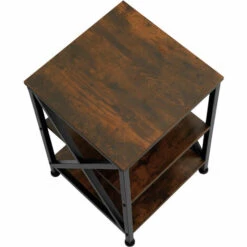 TECTAKE Table D’appoint NOTTINGHAM 40,5x40,5x60,5cm - Table D’appoint De Style Industriel, Table Basse, Table De Canapé - Bois Foncé Industriel -TECTAKE Soldes 2022 49280834 3