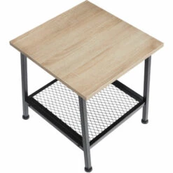 TECTAKE Table D’appoint BEDFORD 45,5x45x47cm - Table D’appoint De Style Industriel, Table De Rangement, Table Basse - Bois Clair Industriel, Chêne Sonoma -TECTAKE Soldes 2022 49346361 3