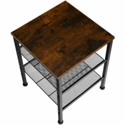 TECTAKE Table D’appoint LINCOLN 40,5x40x50,5cm - Table D’appoint De Style Industriel, Table De Rangement, Table Basse - Bois Foncé Industriel -TECTAKE Soldes 2022 49346362 3