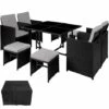 TECTAKE Salon De Jardin BILBAO 8 Places Avec Housse De Protection - Mobilier De Jardin, Meuble De Jardin, Ensemble Table Et Chaises De Jardin - Noir/gris -TECTAKE Soldes 2022 49734252 1
