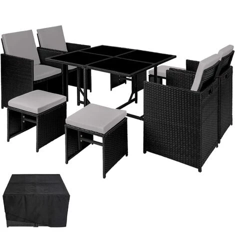 TECTAKE Salon De Jardin BILBAO 8 Places Avec Housse De Protection - Mobilier De Jardin, Meuble De Jardin, Ensemble Table Et Chaises De Jardin - Noir/gris 3 TECTAKE Salon De Jardin BILBAO 8 Places Avec Housse De Protection - Mobilier De Jardin, Meuble De Jardin, Ensemble Table Et Chaises De Jardin - Noir/gris