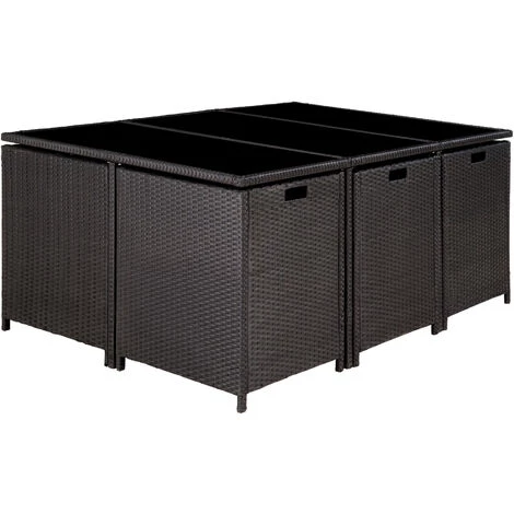 TECTAKE Salon De Jardin MALAGA 10 Places Avec Housse De Protection - Mobilier De Jardin, Meuble De Jardin, Ensemble Table Et Chaises De Jardin - Noir/gris 5 TECTAKE Salon De Jardin MALAGA 10 Places Avec Housse De Protection - Mobilier De Jardin, Meuble De Jardin, Ensemble Table Et Chaises De Jardin - Noir/gris – Image 3