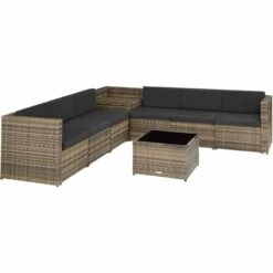 TECTAKE Salon En Rotin Verona - Meuble De Jardin En Rotin, Meuble De Balcon, Garniture De Balcon - Marron Naturel -TECTAKE Soldes 2022 50656668 5