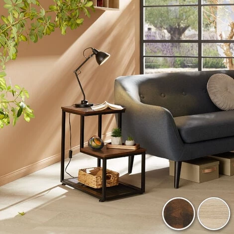 TECTAKE Table D’appoint HALIFAX 60,5x35,5x60,5cm - Table D’appoint De Style Industriel, Table Basse, Table De Canapé - Bois Foncé Industriel 4 TECTAKE Table D’appoint HALIFAX 60,5x35,5x60,5cm - Table D’appoint De Style Industriel, Table Basse, Table De Canapé - Bois Foncé Industriel – Image 2