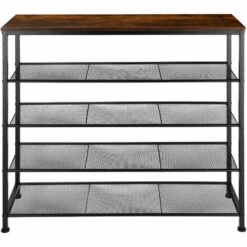 TECTAKE Étagère à Chaussures SHEFFIELD 100x30,5x93cm - Étagère à Chaussures Avec étagères Grillagées, Rangement Pour Chaussures, Organisateur Pour Chaussures - Bois Foncé Industriel 9 TECTAKE Étagère à Chaussures SHEFFIELD 100x30,5x93cm - Étagère à Chaussures Avec étagères Grillagées, Rangement Pour Chaussures, Organisateur Pour Chaussures - Bois Foncé Industriel -TECTAKE Soldes 2022 50884410 3