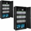 TECTAKE Lot De 2 Armoires Métallique à Dossiers 5 Niveaux 180x90x40cm - Meuble Rangement, Armoire De Bureau, Etagere De Rangement - Noir -TECTAKE Soldes 2022 50884466 1