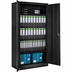TECTAKE Lot De 2 Armoires Métallique à Dossiers 5 Niveaux 180x90x40cm - Meuble Rangement, Armoire De Bureau, Etagere De Rangement - Noir -TECTAKE Soldes 2022 50884466 3