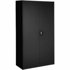 TECTAKE Lot De 10 Armoires Métallique à Dossiers 5 Niveaux 180x90x40cm - Meuble Rangement, Armoire De Bureau, Etagere De Rangement - Noir -TECTAKE Soldes 2022 50884474 4