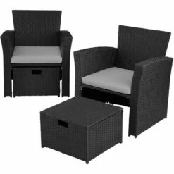 TECTAKE Salon De Jardin MODENE 4 Places Avec Housse De Protection - Table De Jardin, Mobilier De Jardin, Salon Jardin - Noir/gris -TECTAKE Soldes 2022 50944923 3