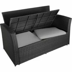 TECTAKE Salon De Jardin MODENE 4 Places Avec Housse De Protection - Table De Jardin, Mobilier De Jardin, Salon Jardin - Noir/gris -TECTAKE Soldes 2022 50944923 5