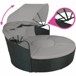 TECTAKE Bain De Soleil Rond Modulable SANTORIN - Chaise Longue, Transat Bain De Soleil, Transat Jardin - Noir/gris -TECTAKE Soldes 2022 51221575 4