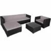 TECTAKE Salon Bas De Jardin MILAN 5 Places - Mobilier De Jardin, Meuble De Jardin, Ensemble Table Et Chaises De Jardin - Noir/gris