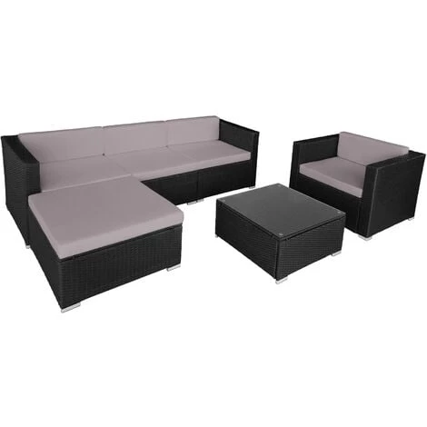 TECTAKE Salon Bas De Jardin MILAN 5 Places - Mobilier De Jardin, Meuble De Jardin, Ensemble Table Et Chaises De Jardin - Noir/gris 3 TECTAKE Salon Bas De Jardin MILAN 5 Places - Mobilier De Jardin, Meuble De Jardin, Ensemble Table Et Chaises De Jardin - Noir/gris