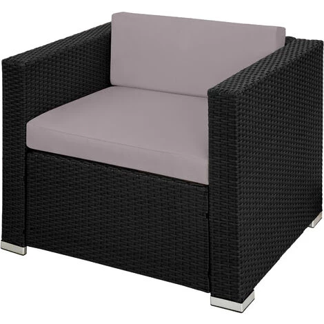 TECTAKE Salon Bas De Jardin MILAN 5 Places - Mobilier De Jardin, Meuble De Jardin, Ensemble Table Et Chaises De Jardin - Noir/gris 5 TECTAKE Salon Bas De Jardin MILAN 5 Places - Mobilier De Jardin, Meuble De Jardin, Ensemble Table Et Chaises De Jardin - Noir/gris – Image 3
