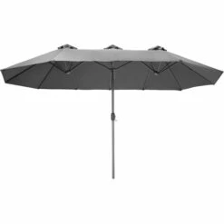 TECTAKE Parasol SILIA En Aluminium 460 X 270 Cm Réglable En Hauteur - Parasol Double, Parasol De Marché, Parasol De Jardin - Gris