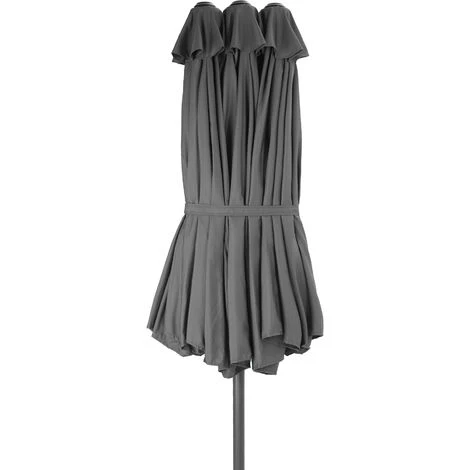 TECTAKE Parasol SILIA En Aluminium 460 X 270 Cm Réglable En Hauteur - Parasol Double, Parasol De Marché, Parasol De Jardin - Gris 5 TECTAKE Parasol SILIA En Aluminium 460 X 270 Cm Réglable En Hauteur - Parasol Double, Parasol De Marché, Parasol De Jardin - Gris – Image 3