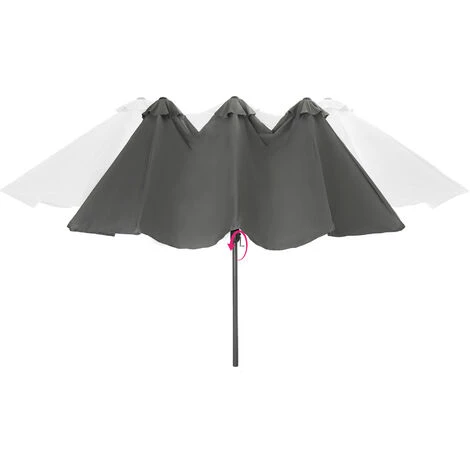 TECTAKE Parasol SILIA En Aluminium 460 X 270 Cm Réglable En Hauteur - Parasol Double, Parasol De Marché, Parasol De Jardin - Gris 6 TECTAKE Parasol SILIA En Aluminium 460 X 270 Cm Réglable En Hauteur - Parasol Double, Parasol De Marché, Parasol De Jardin - Gris – Image 4