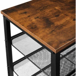 TECTAKE Étagère à Chaussures BOURNEMOUTH 75,5x30,5x85,5cm - Étagère à Chaussures Avec étagères Grillagées, Rangement Pour Chaussures, Organisateur Pour Chaussures - Bois Foncé Industriel -TECTAKE Soldes 2022 52477132 5