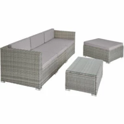 TECTAKE Canapé De Jardin FLORENCE 4 Places - Table De Jardin, Mobilier De Jardin, Fauteuil De Jardin - Gris Clair/gris Foncé -TECTAKE Soldes 2022 52966274 4