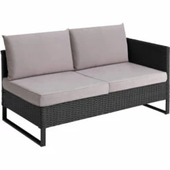 TECTAKE Salon De Jardin En Polyrotin Ostuni - Salon En Rotin, Ensemble Lounge, Groupe Lounge - Noir -TECTAKE Soldes 2022 53437697 5