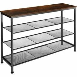 TECTAKE Soldes 2022 27 TECTAKE Étagère à Chaussures PORTSMOUTH 100x30,5x72,5cm - Étagère à Chaussures Avec étagères Grillagées, Rangement Pour Chaussures, Organisateur Pour Chaussures - Bois Foncé Industriel