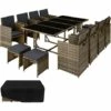 TECTAKE Salon De Jardin PALMA 12 Places Avec Housse De Protection, Variante 2 - Mobilier De Jardin, Meuble De Jardin, Ensemble Table Et Chaises De Jardin - Marron Naturel/gris Foncé -TECTAKE Soldes 2022 54898582 1